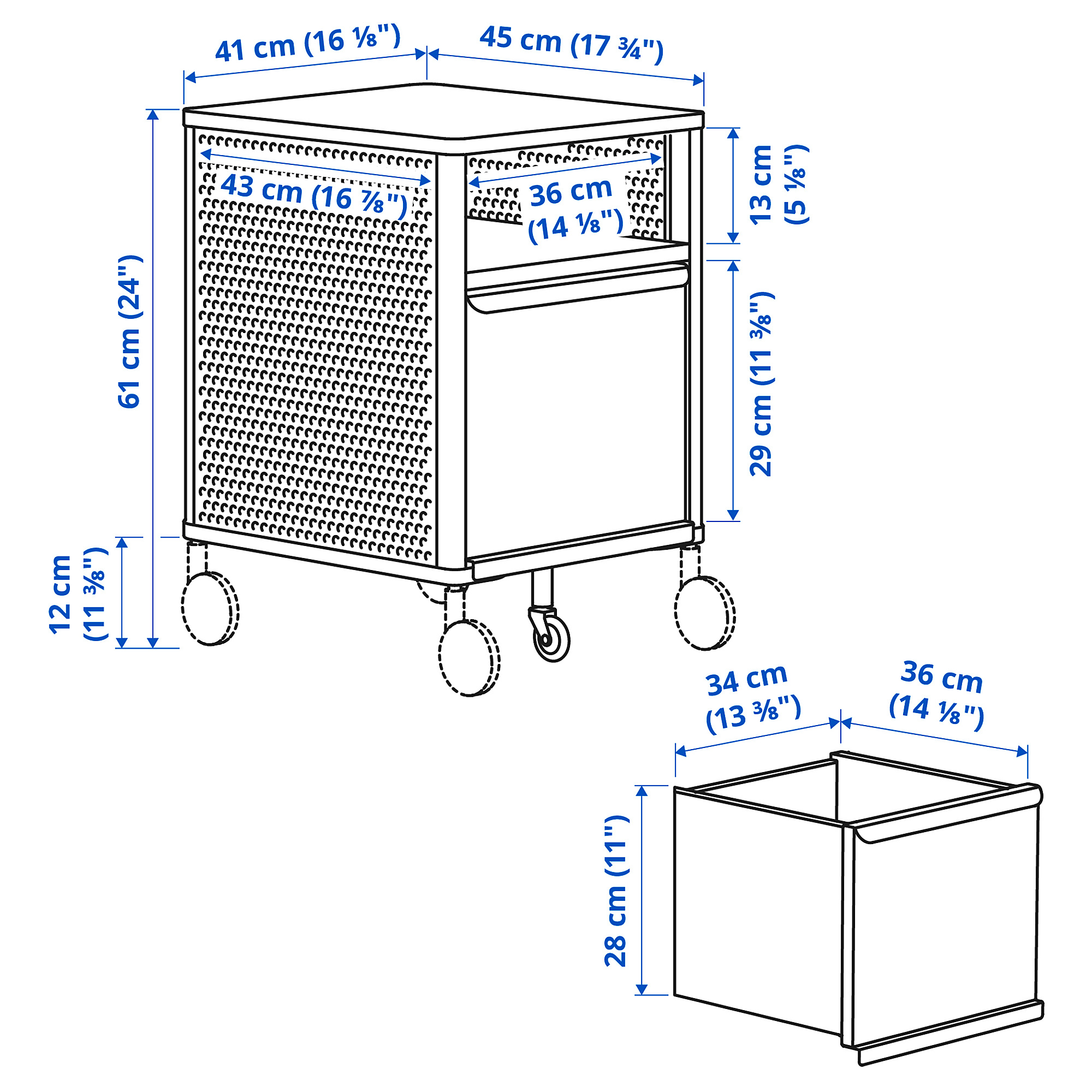 BEKANT storage unit on castors