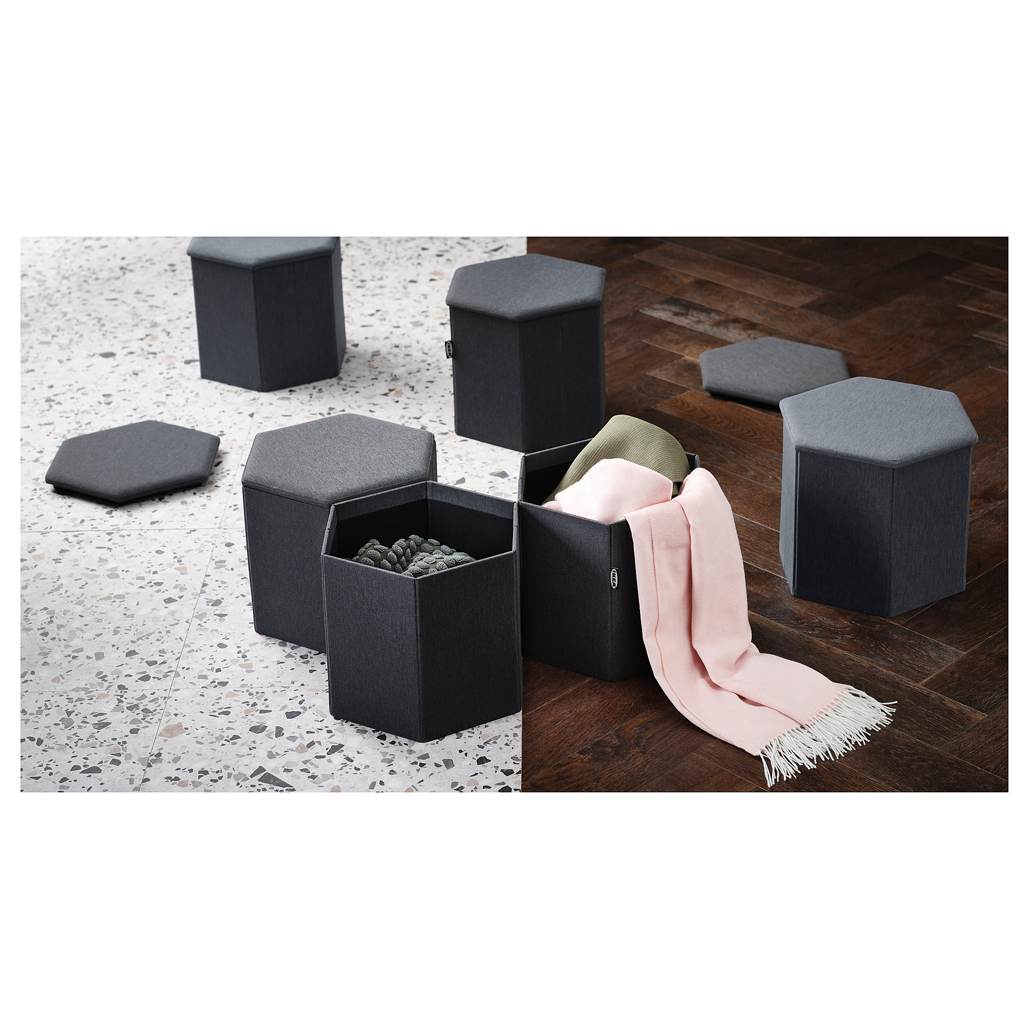 KJUGE pouffe with storage