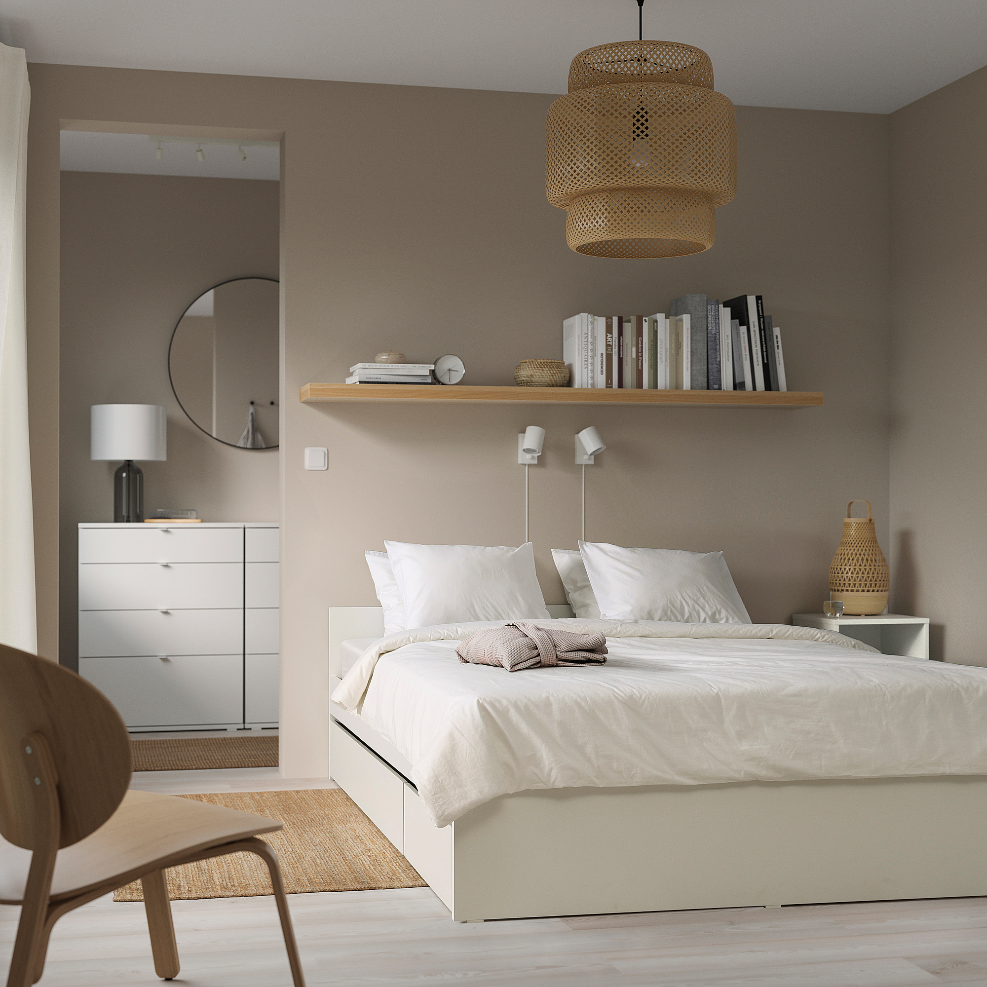 VIHALS bed frame with 2 storage boxes