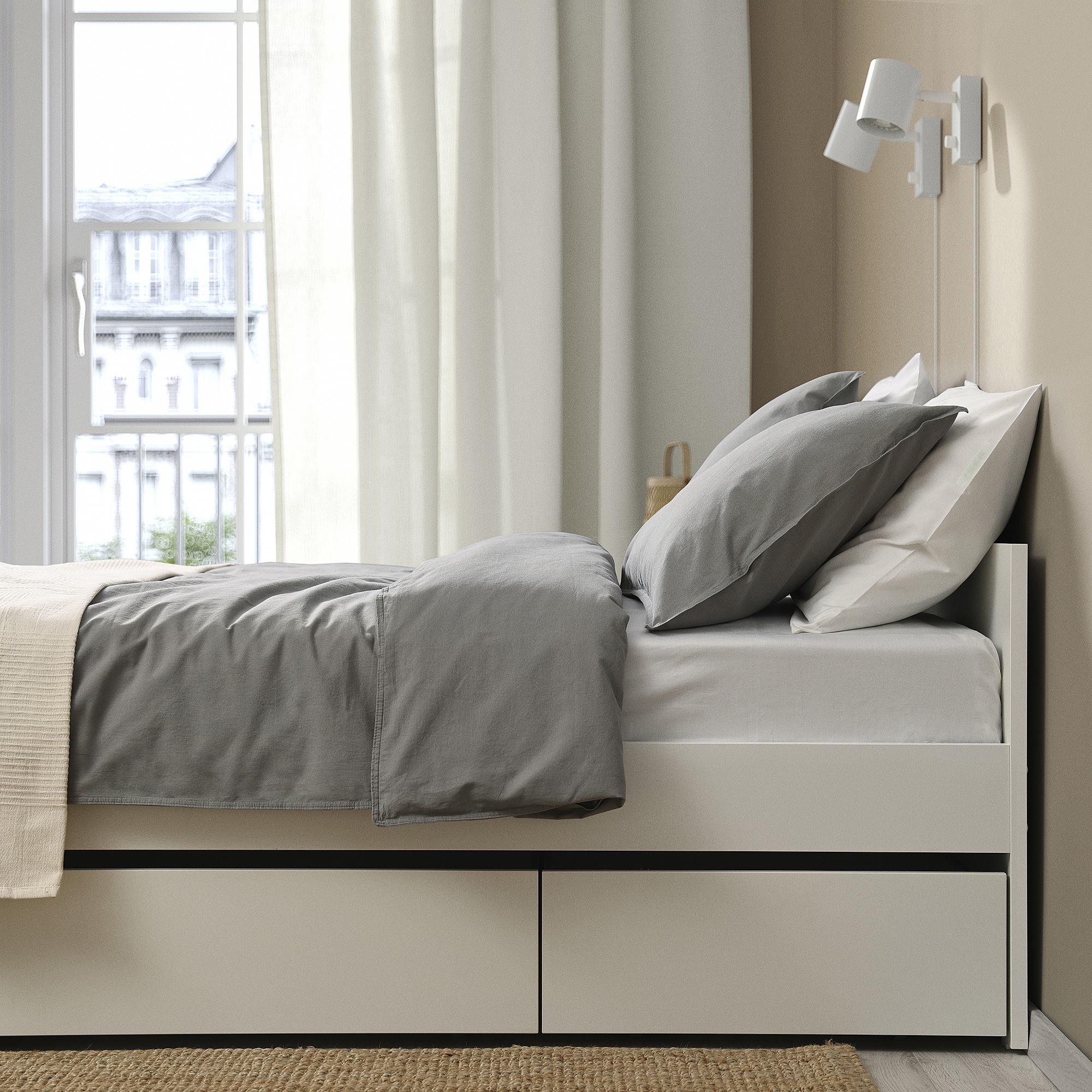 VIHALS bed frame with 2 storage boxes