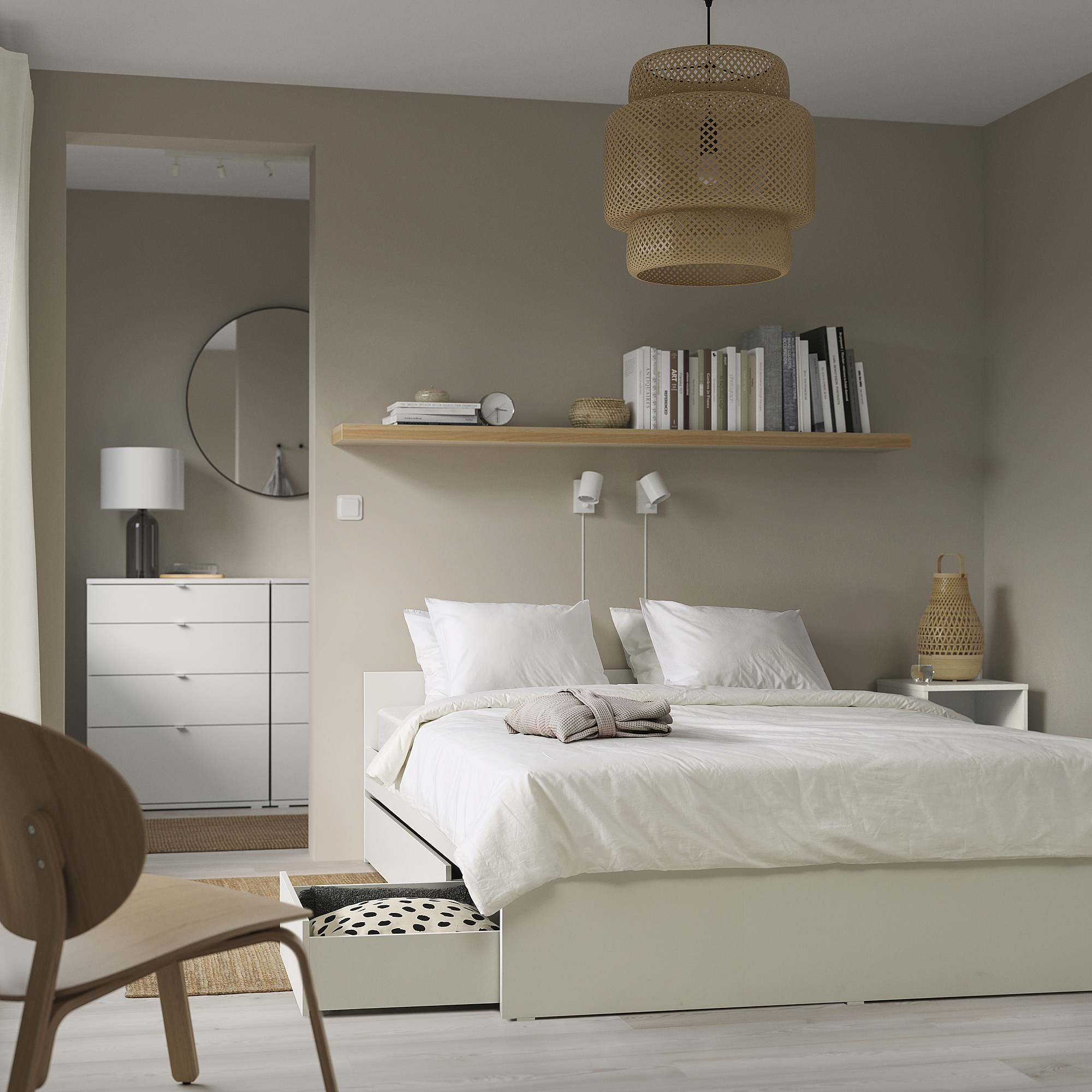 VIHALS bed frame with 2 storage boxes