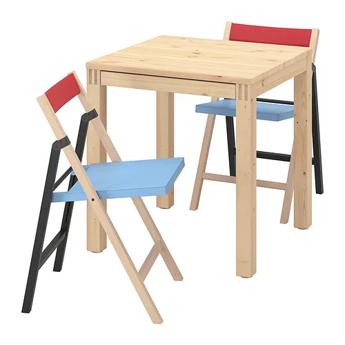 IKEA PS 2026 - 餐桌椅組，松木/藍色/黑色 紅色，70x70 公分 | IKEA 線上購物 - E1021469_S4
