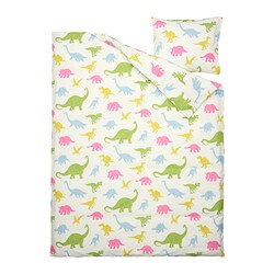 JÄTTELIK - quilt cover and pillowcase, Dinosaurs/white | IKEA Taiwan Online - PE769900_S3