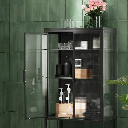 MOSSJÖN glass-door cabinet with 2 doors