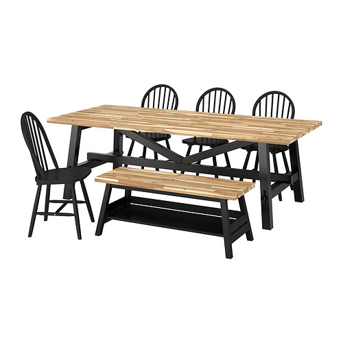 SKOGSTA/SKOGSTA table+4 chairs+bench