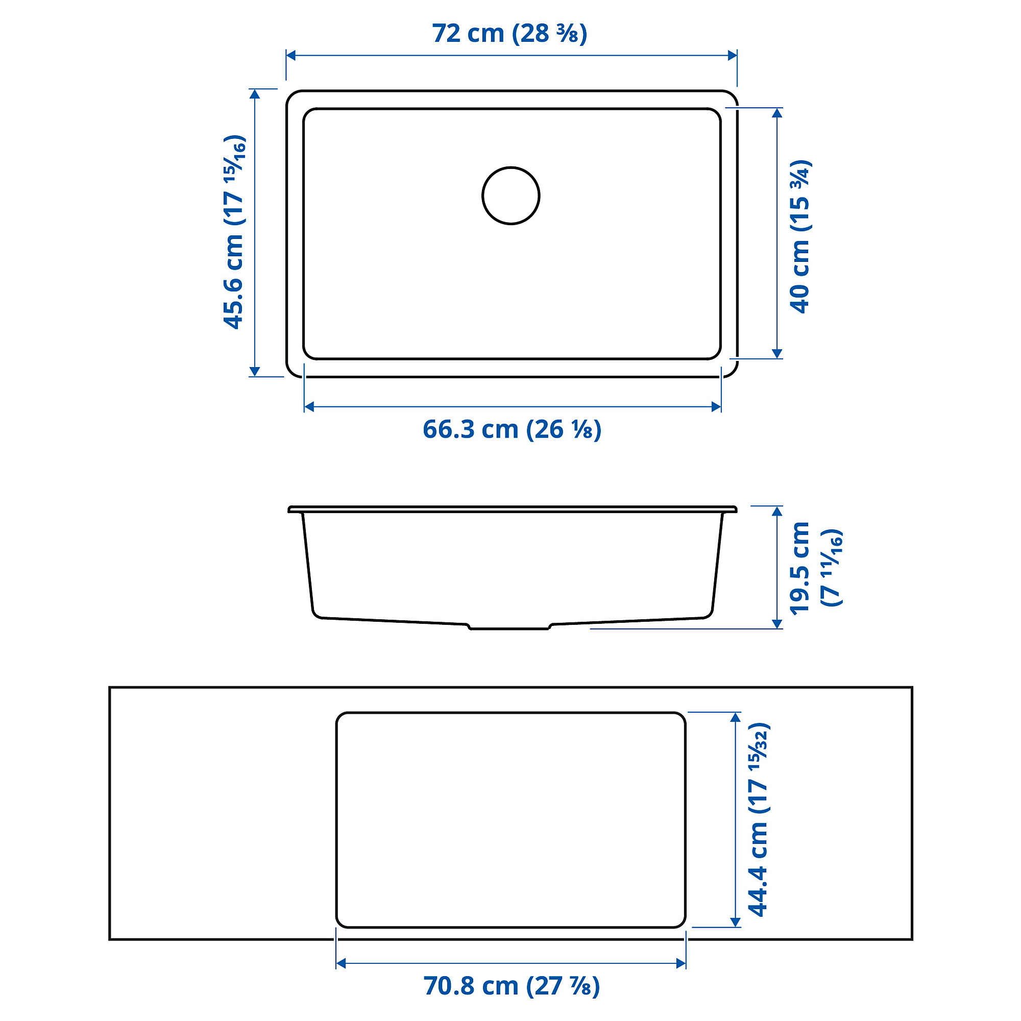 KILSVIKEN inset sink, 1 bowl