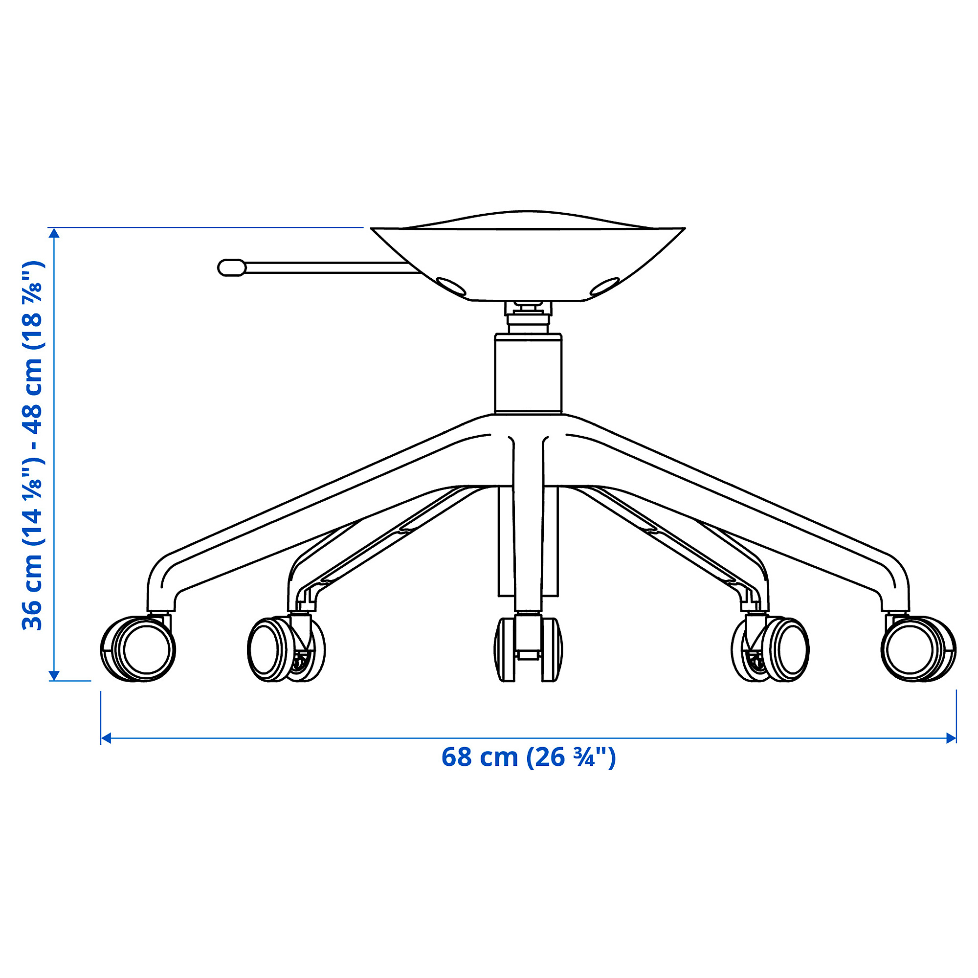 LÅNGFJÄLL star base with 5 legs and castors