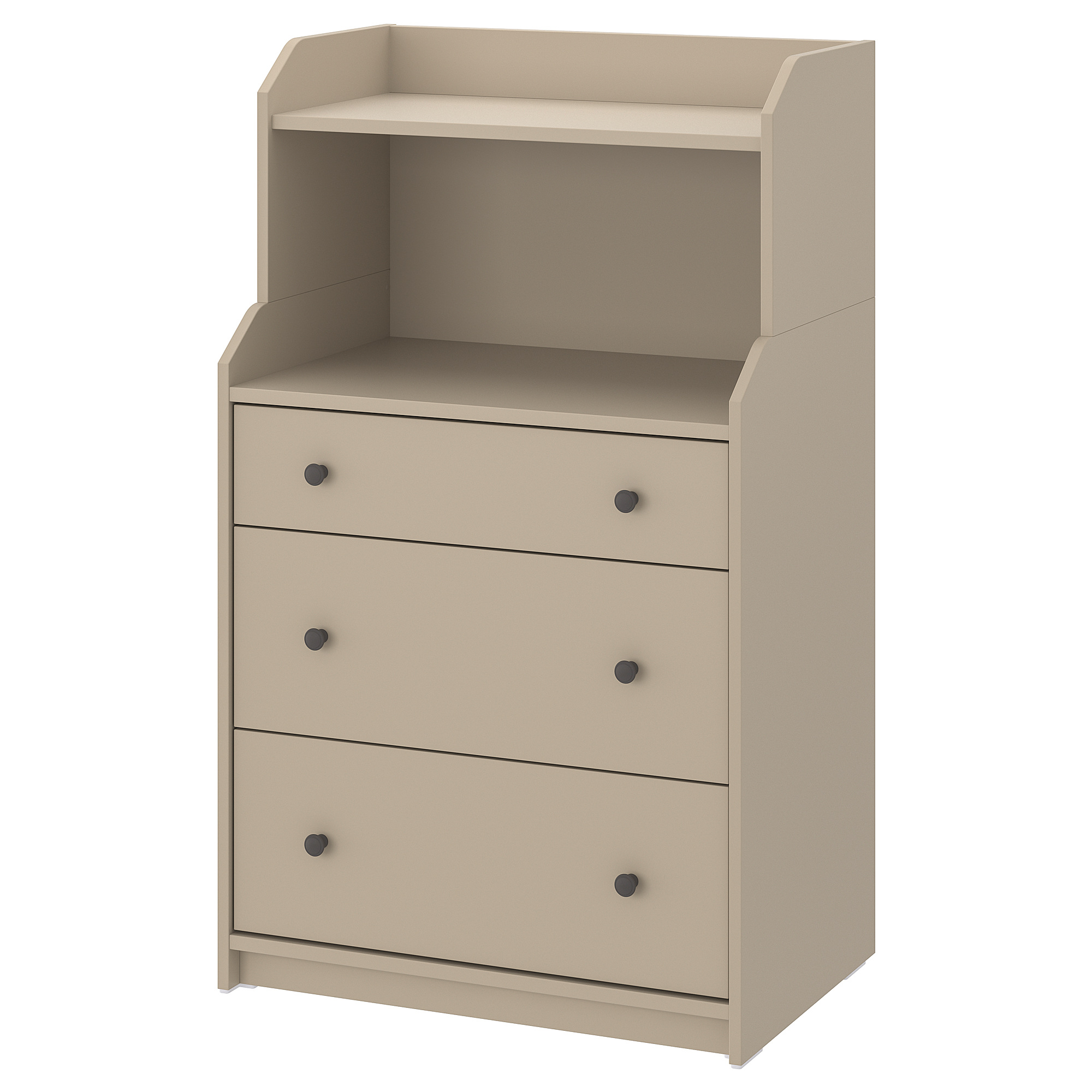 HAUGA chest of 3 drawers with shelf