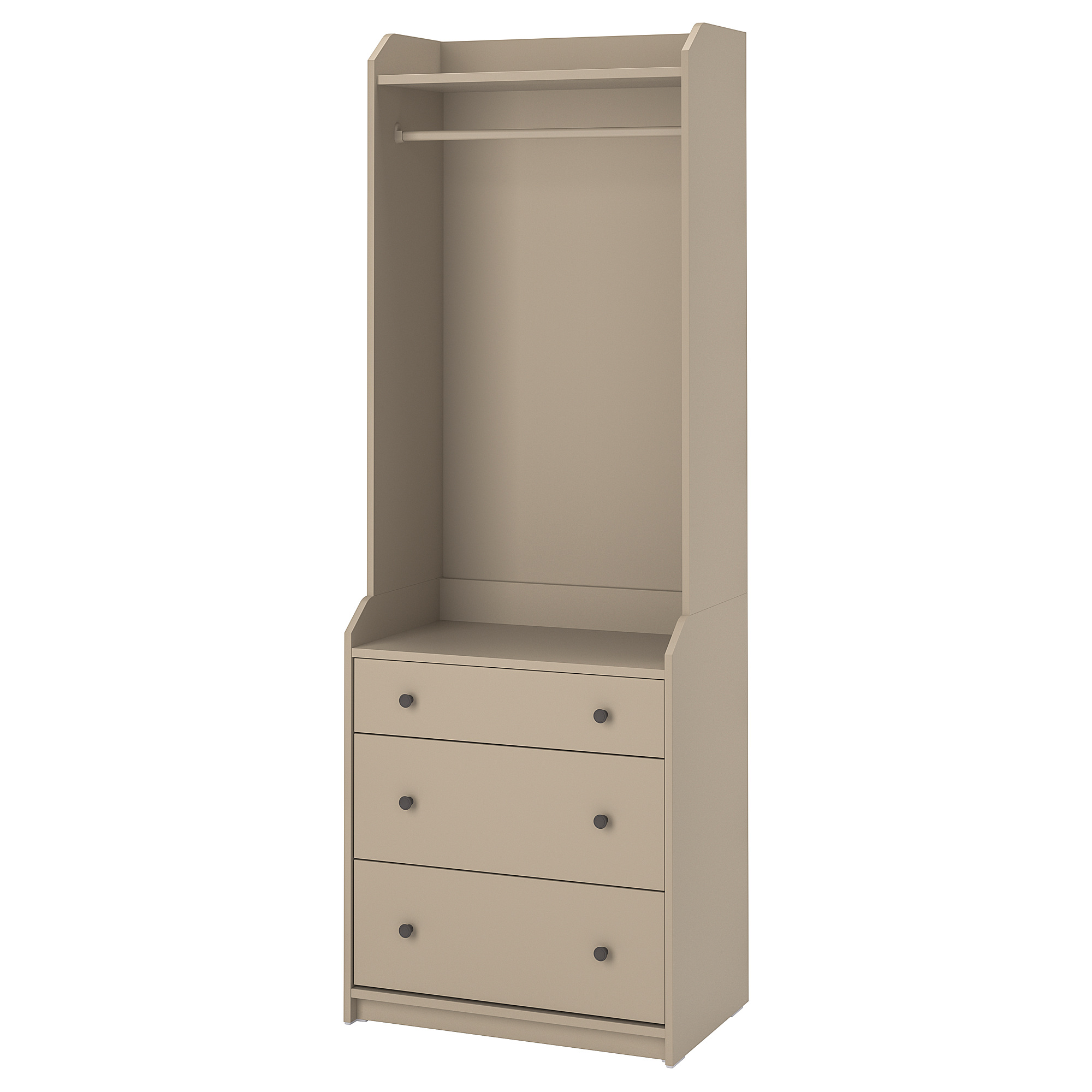 HAUGA open wardrobe with 3 drawers