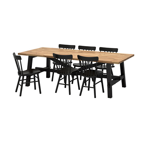 NORRARYD/SKOGSTA - table and 6 chairs, acacia/black | IKEA Taiwan Online - PE657574_S4