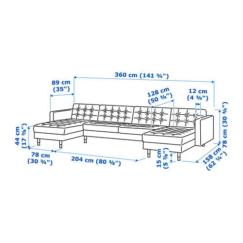 LANDSKRONA - 5-seat sofa, with chaise longues/Gunnared dark grey/wood | IKEA Taiwan Online - PE745536_S4
