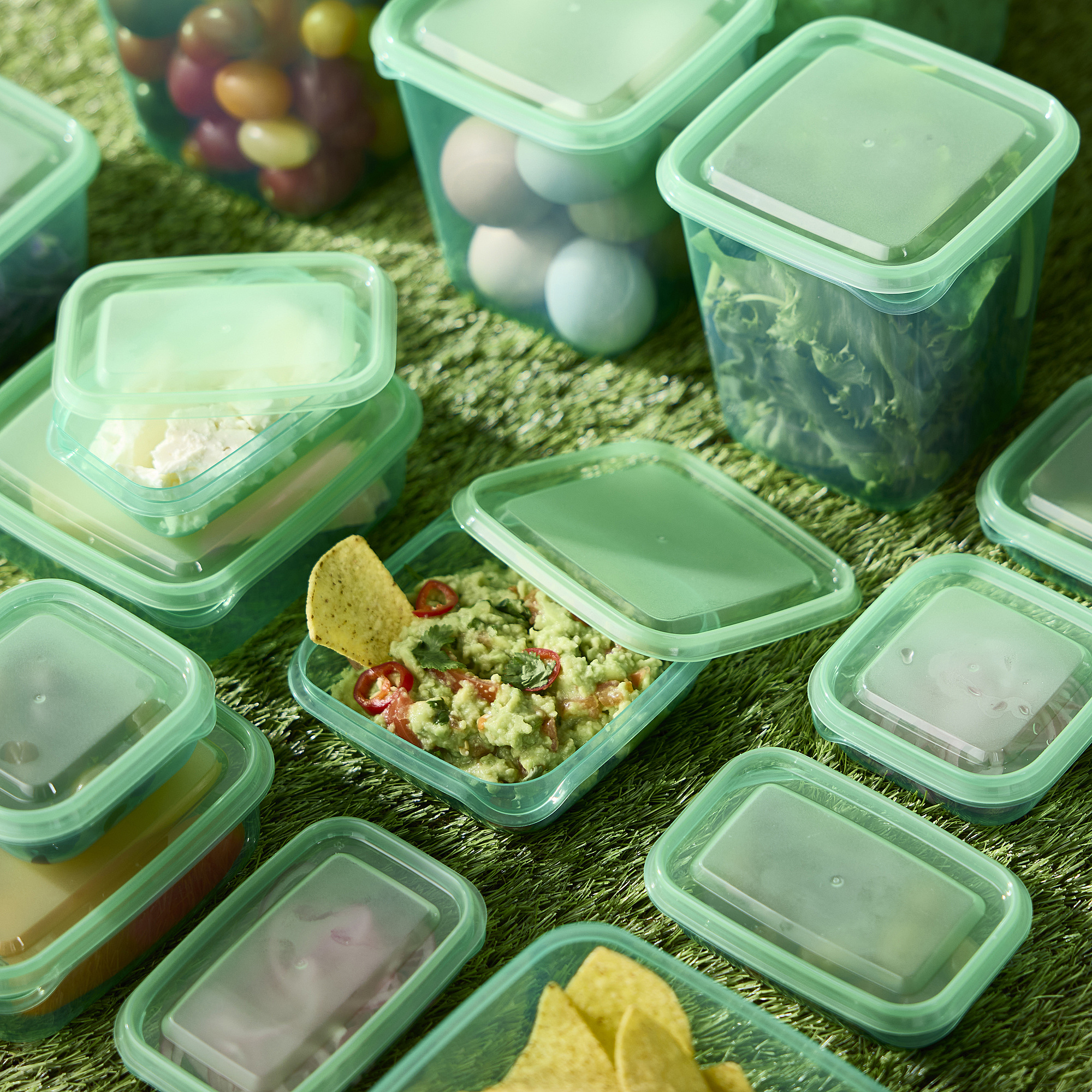 PRUTA food container with lid, set of 17