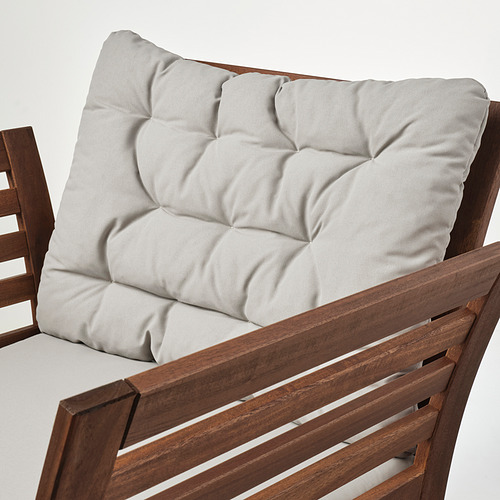 ÄPPLARÖ - armchair, outdoor, brown stained/Kuddarna grey | IKEA Taiwan Online - PE844163_S4