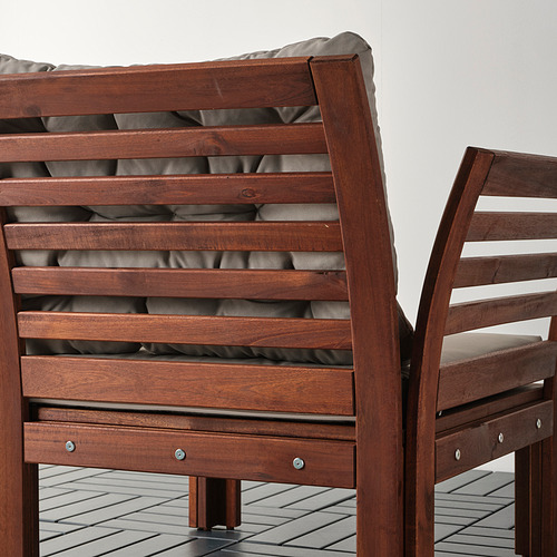 ÄPPLARÖ - armchair, outdoor, brown stained/Kuddarna grey | IKEA Taiwan Online - PE844162_S4