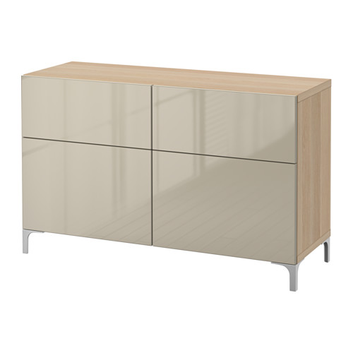 BESTÅ - storage combination w doors/drawers, white stained oak effect/Selsviken high-gloss/beige | IKEA Taiwan Online - PE538403_S4