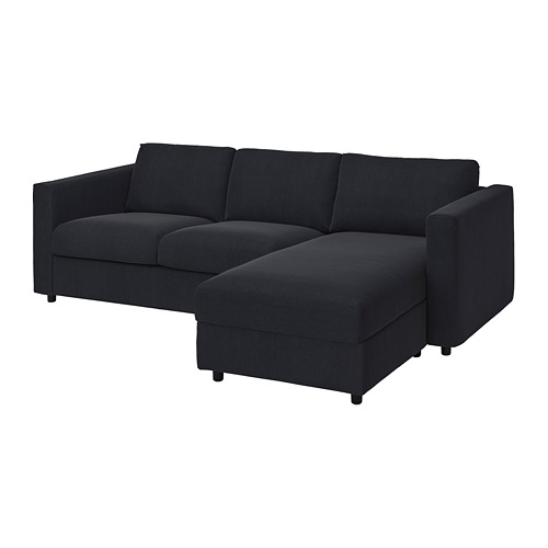 VIMLE - cover 3-seat sofa w chaise longue, Saxemara black-blue | IKEA Taiwan Online - PE799786_S4