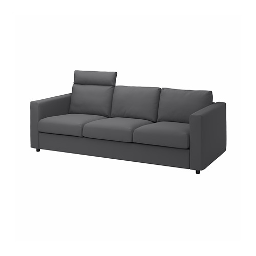 VIMLE - cover for 3-seat sofa, with headrest/Hallarp grey | IKEA Taiwan Online - PE799851_S4