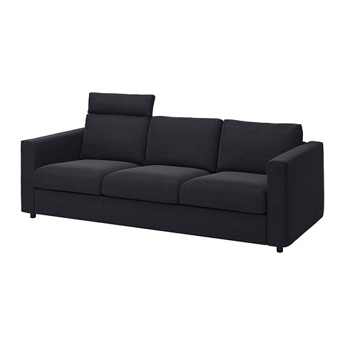 VIMLE - cover for 3-seat sofa, with headrest/Saxemara black-blue | IKEA Taiwan Online - PE799855_S4