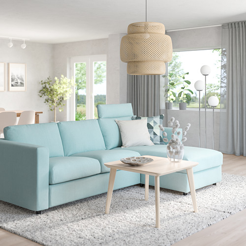 VIMLE - sofa with chaise, with headrest Saxemara/light blue | IKEA Taiwan Online - PE799885_S4