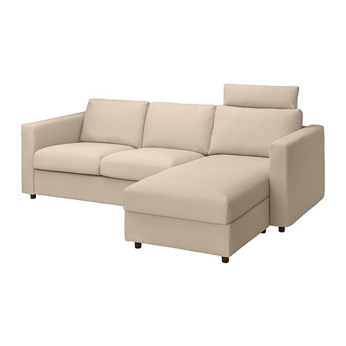 VIMLE - 3-seat sofa with chaise longue, with headrest/Hallarp beige | IKEA Taiwan Online - PE799877_S4