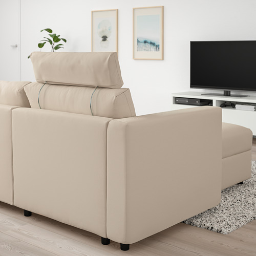 VIMLE - 3-seat sofa with chaise longue, with headrest/Hallarp beige | IKEA Taiwan Online - PE799878_S4