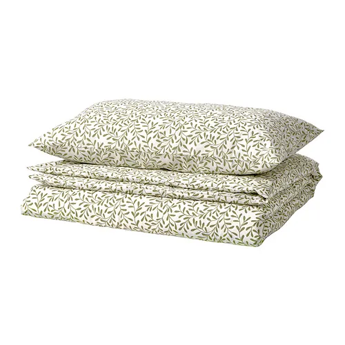 SORGMANTEL - duvet cover and pillowcase, white/green, 150x200/50x80 cm | IKEA Taiwan Online - PE884081_S4