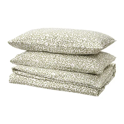 SORGMANTEL - duvet cover and 2 pillowcases, white/green, 200x200/50x80 cm | IKEA Taiwan Online - PE884083_S4