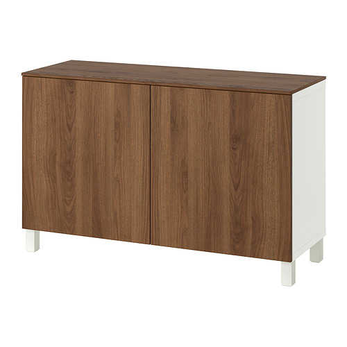 BESTÅ - storage combination with doors, white/Lappviken/Stubbarp walnut effect, 120x42x75 cm | IKEA Taiwan Online - PE989963_S4