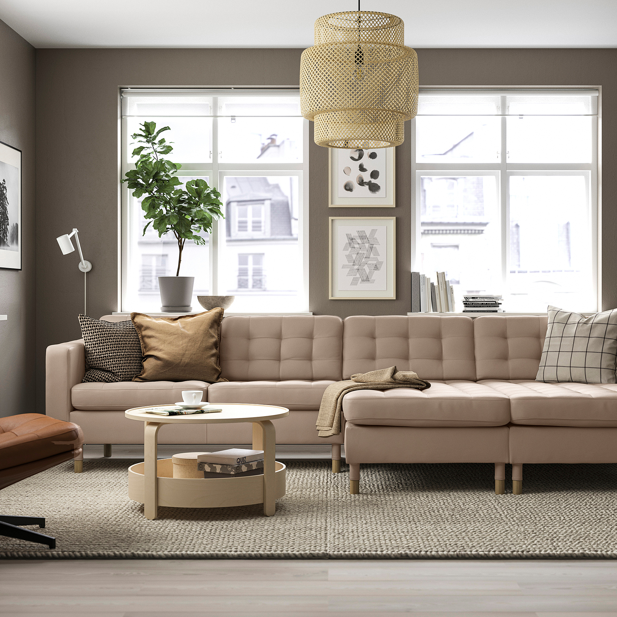 LANDSKRONA 4-seat sofa with chaise longues