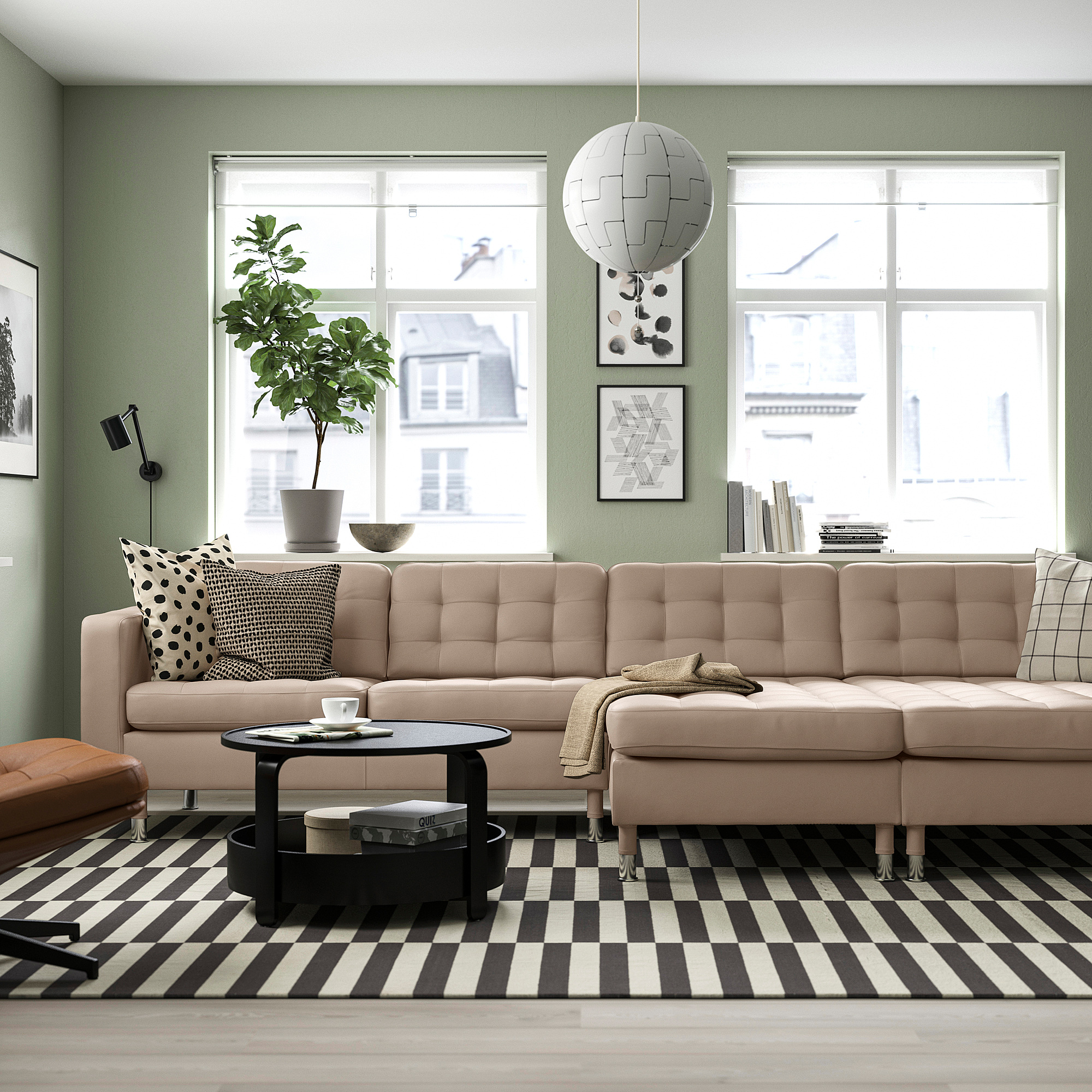LANDSKRONA 4-seat sofa with chaise longues