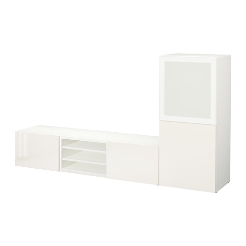 BESTÅ - TV storage combination/glass doors, white/Selsviken high-gloss/white frosted glass | IKEA Taiwan Online - PE705769_S4