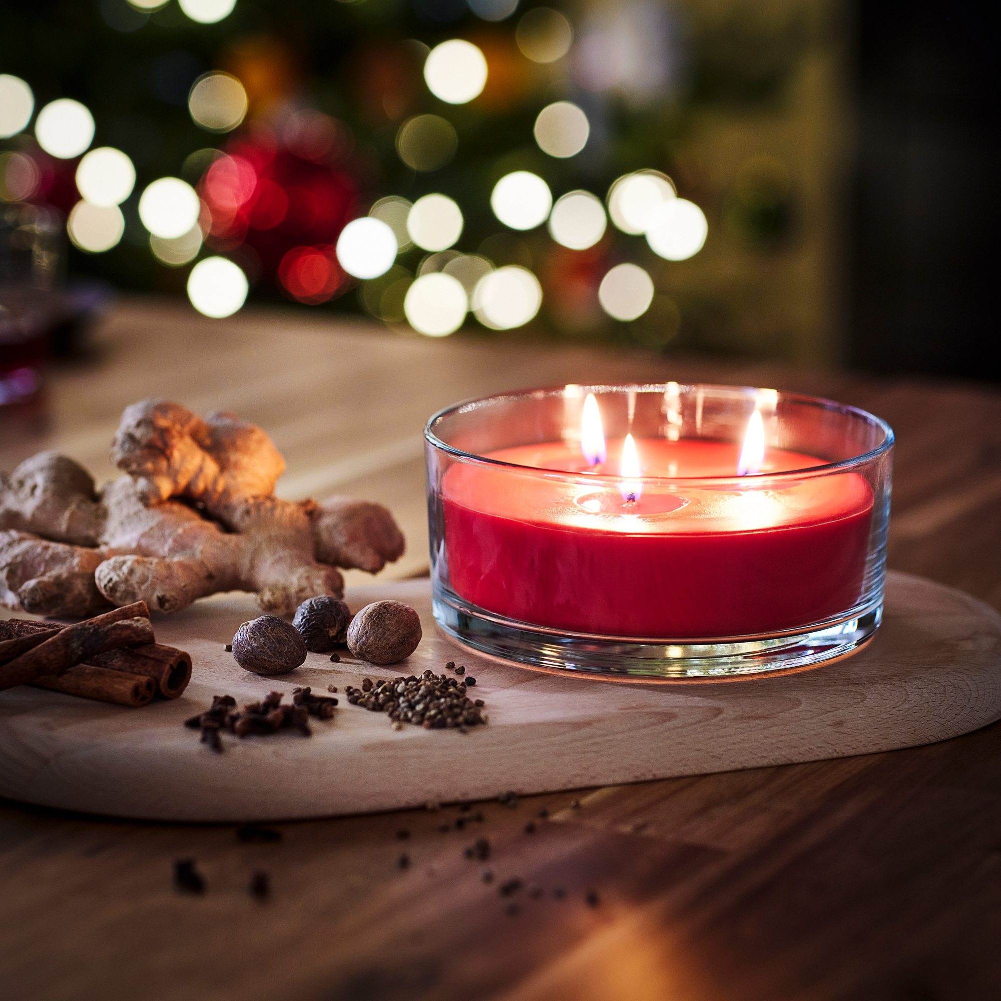 VINTERFINT scented candle in glass, 3 wicks