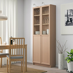 BILLY - bookcase with panel/glass doors, brown/ash veneer | IKEA Taiwan Online - PE714083_S3