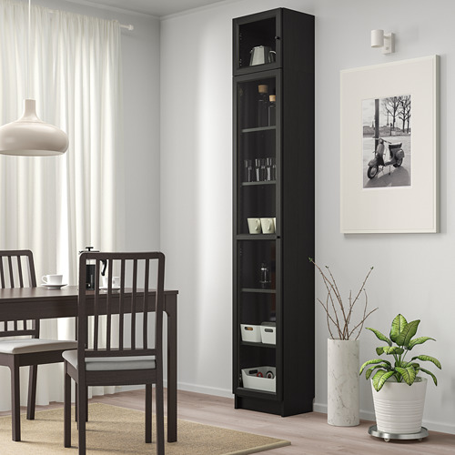 BILLY/OXBERG - bookcase with glass door, black-brown/glass | IKEA Taiwan Online - PE714293_S4