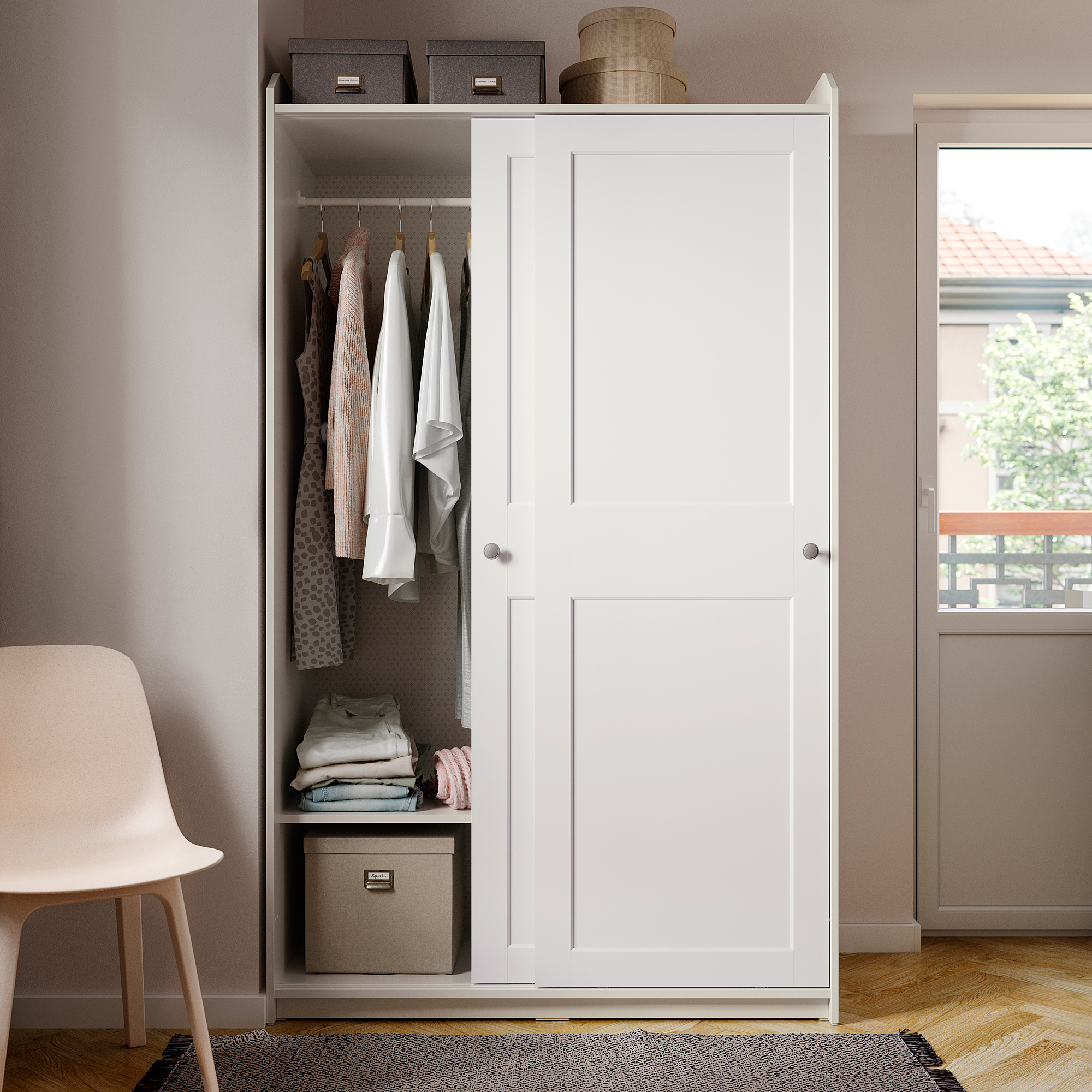 HAUGA wardrobe with sliding doors