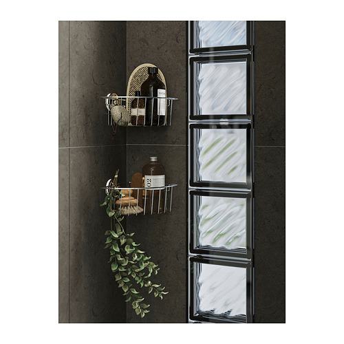 KROKFJORDEN corner shelf unit with suction cup