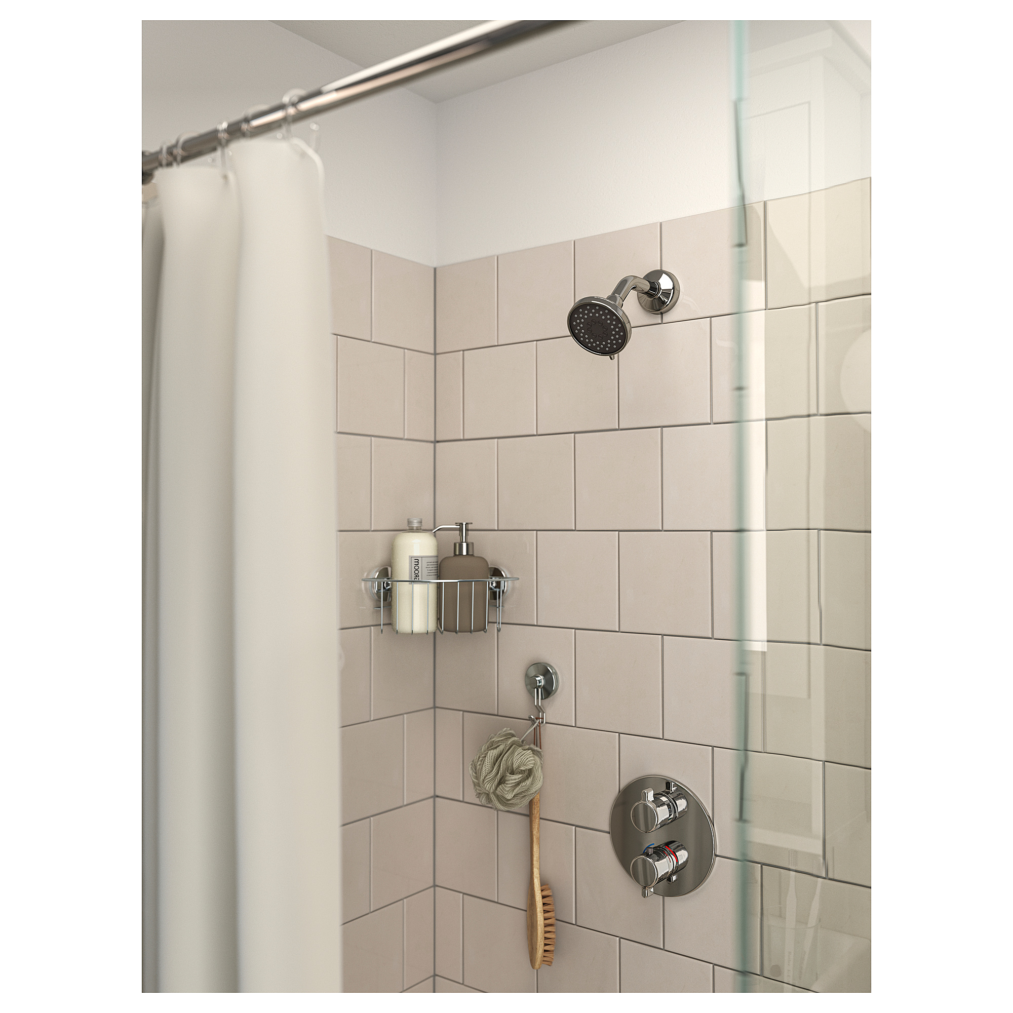 KROKFJORDEN corner shelf unit with suction cup