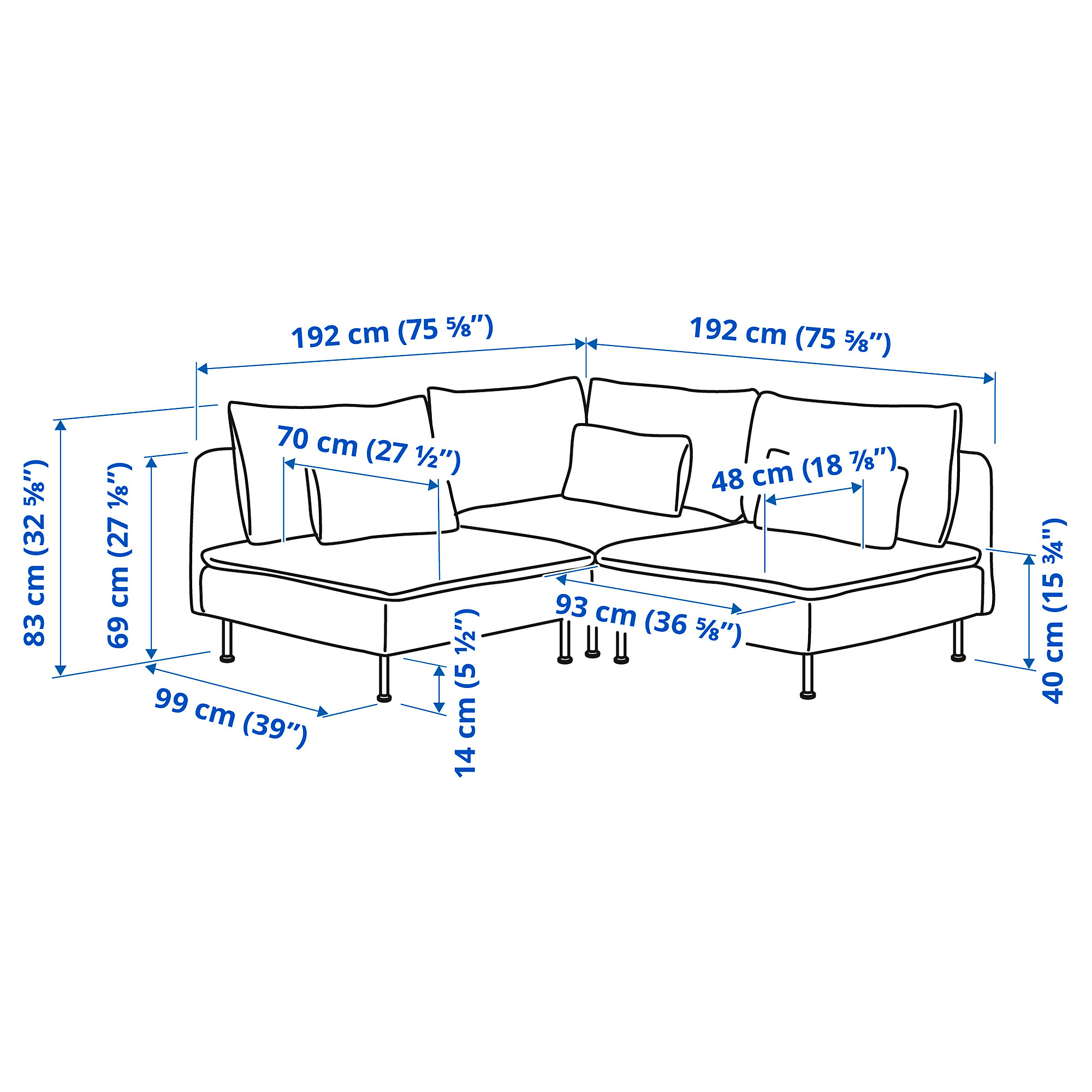 SÖDERHAMN corner sofa, 3-seat