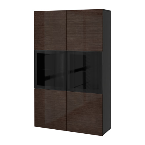 BESTÅ - storage combination w glass doors, black-brown/Selsviken high-gloss/brown clear glass | IKEA Taiwan Online - PE535135_S4