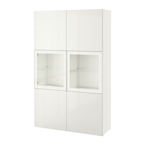 BESTÅ - storage combination w glass doors, white/Selsviken high-gloss/white clear glass | IKEA Taiwan Online - PE535144_S4
