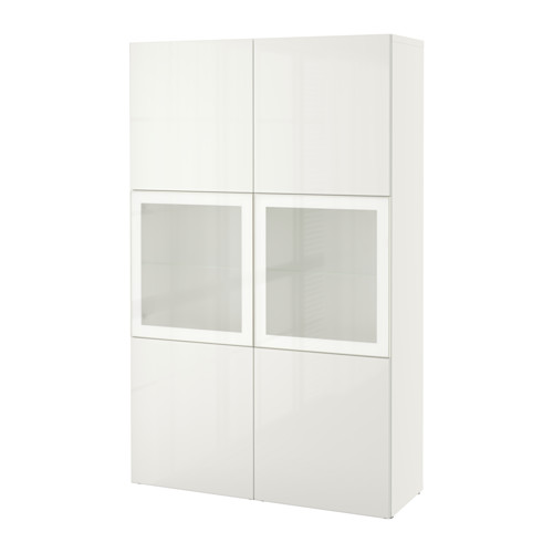 BESTÅ - storage combination w glass doors, white/Selsviken high-gloss/white frosted glass | IKEA Taiwan Online - PE535145_S4