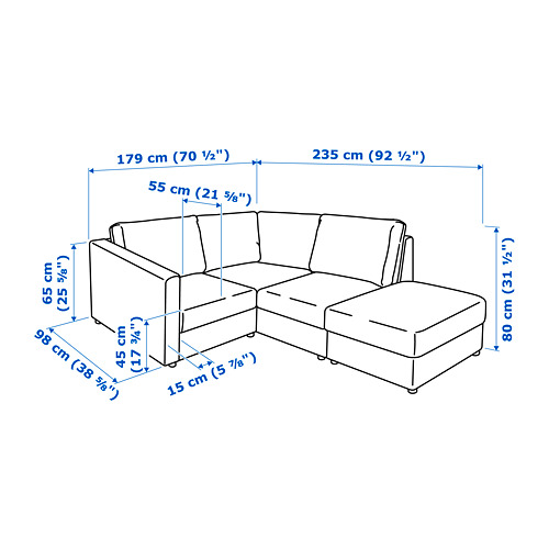 VIMLE corner sofa, 3-seat