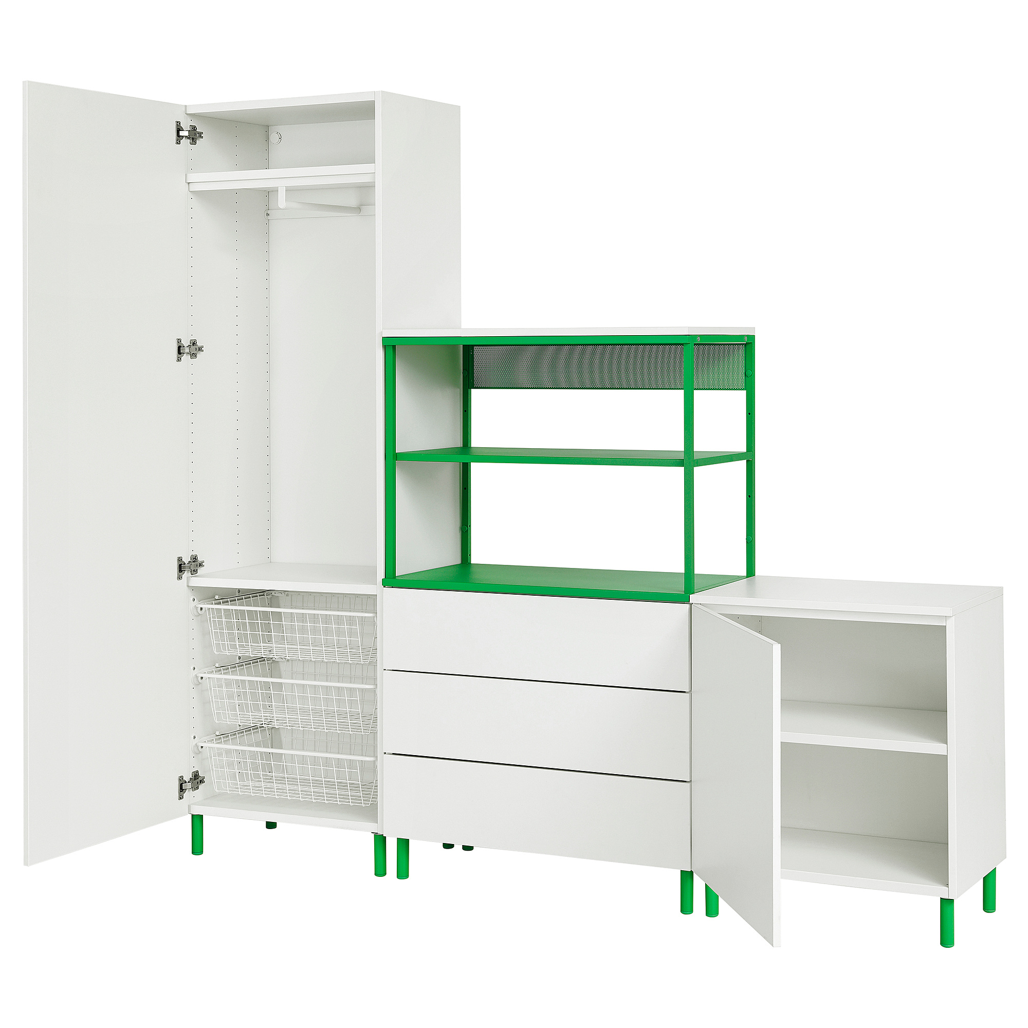 PLATSA wardrobe with 2 doors+3 drawers