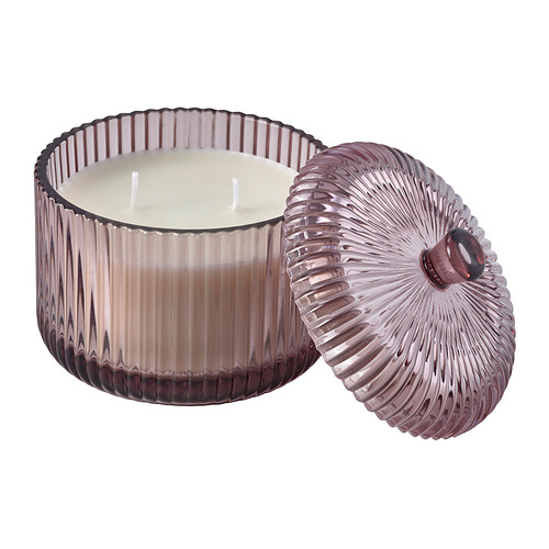 SNÖSISKA scented candle/glass w lid/2 wicks
