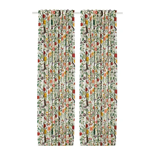 VILDPERSILJA - 窗簾 2件裝, 白色 彩色/花朵圖形 含織帶, 145x250 公分 | IKEA 線上購物 - PE923830_S4