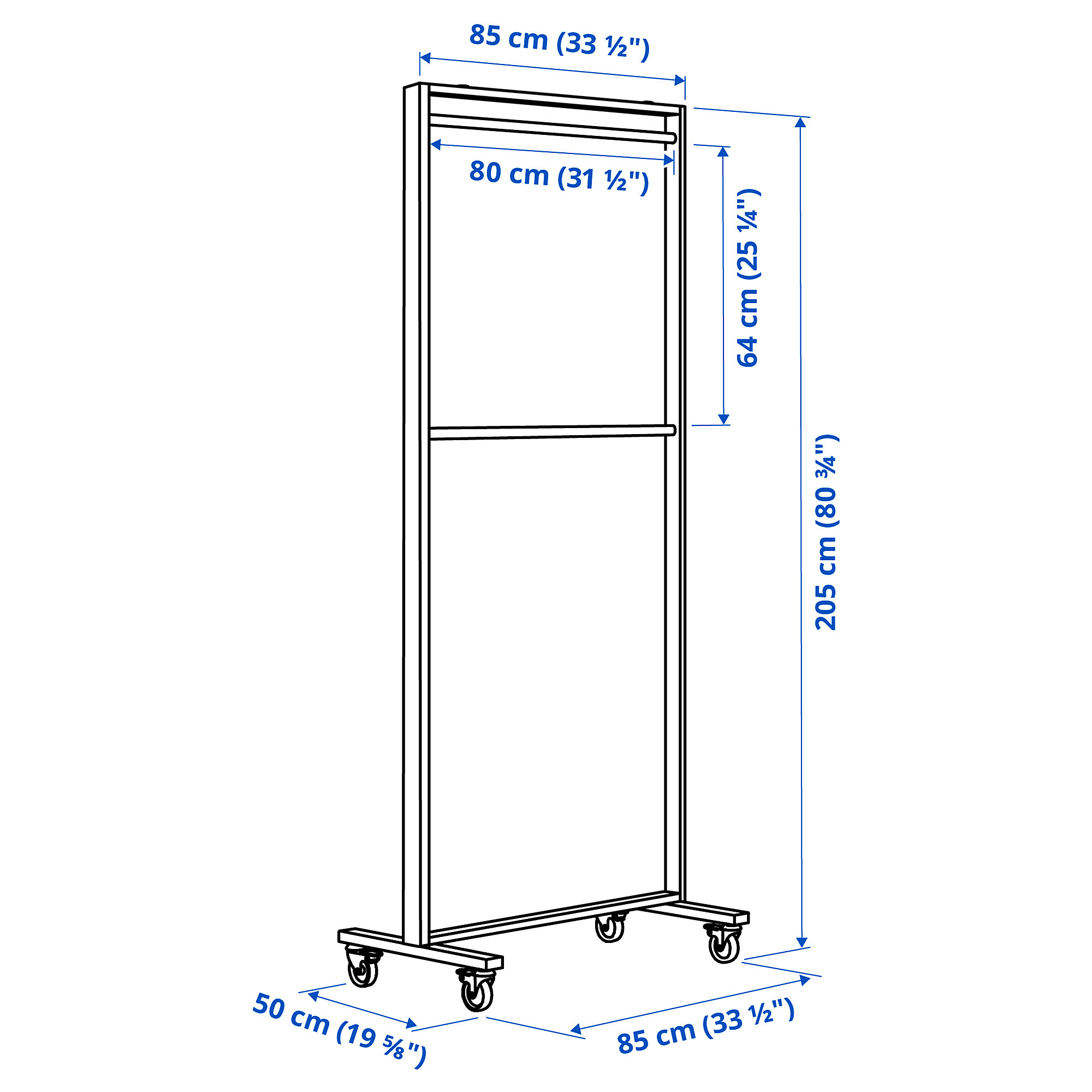 MITTZON frame w castors/coat rack/disp shlf