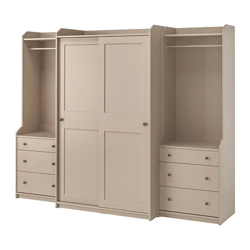 HAUGA - 衣櫃/衣櫥組合, 米色, 258x55x199 公分 | IKEA 線上購物 - PE800722_S4