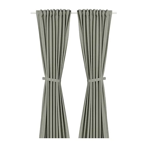LENDA - 窗簾附布腰 2件裝, 淺灰綠色/含織帶, 140x250 公分 | IKEA 線上購物 - PE884679_S4