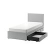 GLADSTAD upholstered bed, 2 storage boxes