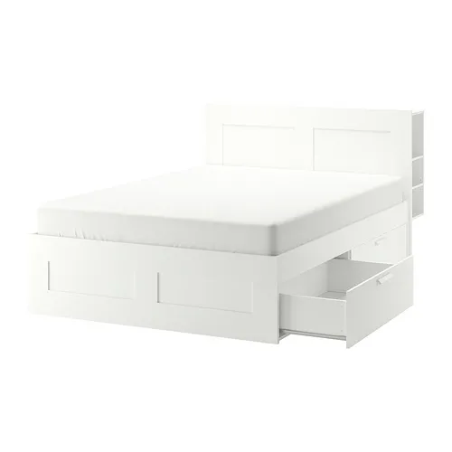 BRIMNES - 床框附床底收納盒/床頭板, 白色/Lönset, 180x200 公分 | IKEA 線上購物 - PE884763_S4